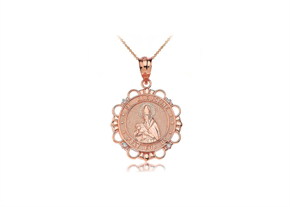 Rose Gold Plated Saint Augustine Pendant with CZ's